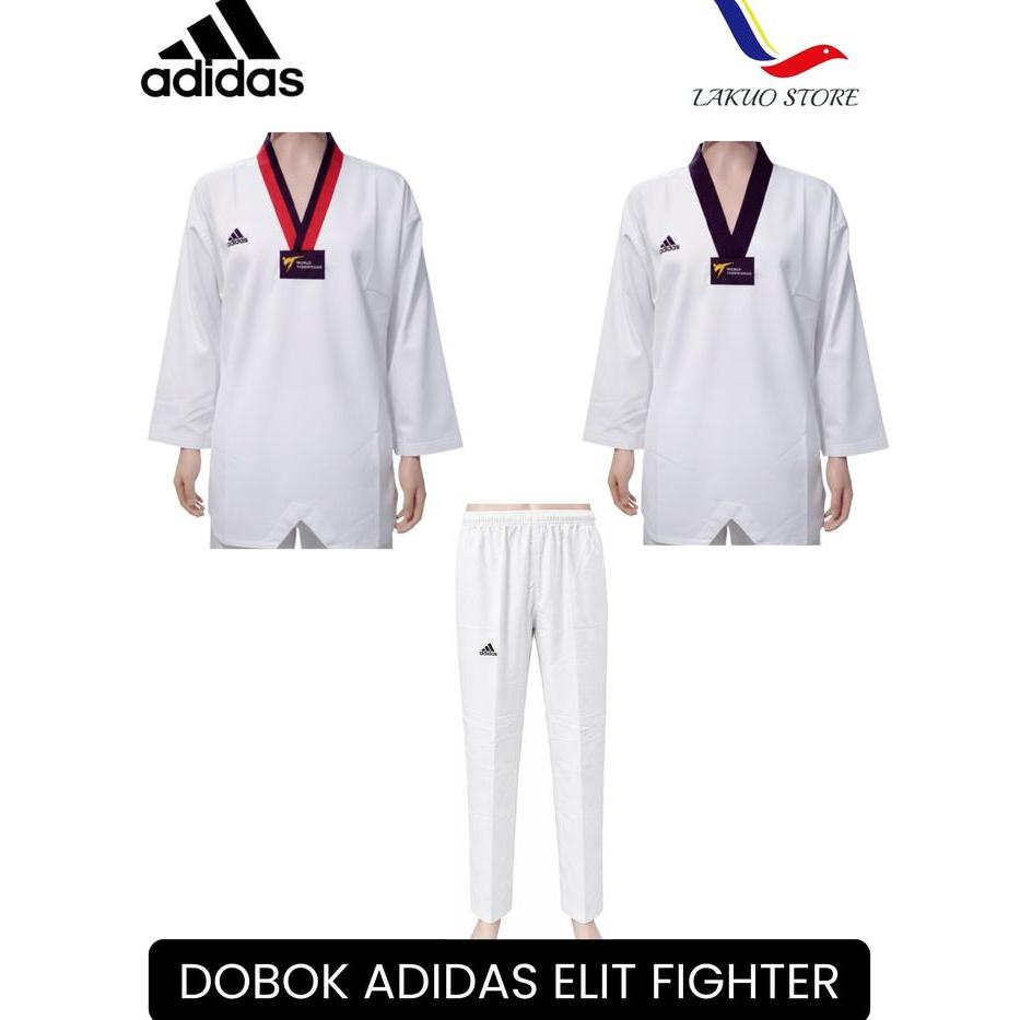 Dobok Adidas Elite Fighter / Uniform Taekwondo / Adidas Kerah Hitam