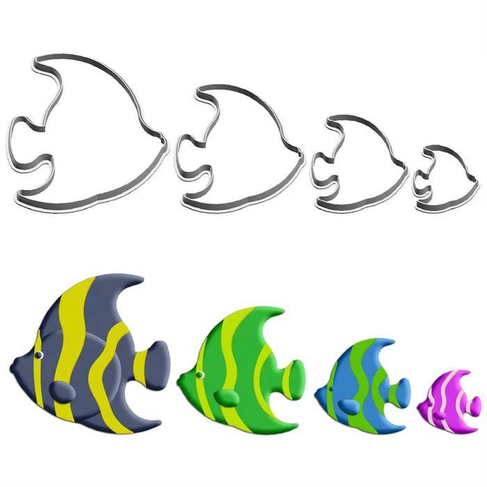 FOUR SPECIFICATIONS CARTOON AQUATIC ANIMAL,ANGEL FISH,PLASTIC MOLDS,CAKE FONDANT TOOLS,COOKIE SUSHI
