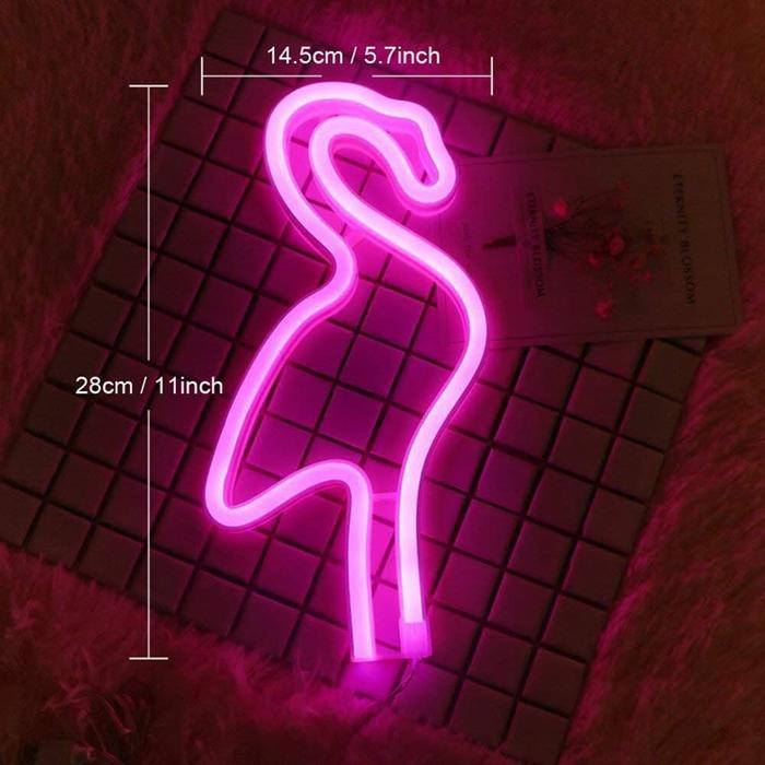 Flamingo PINK Neon Lampu Hias Meja Gantung Dekorasi LED Baterai