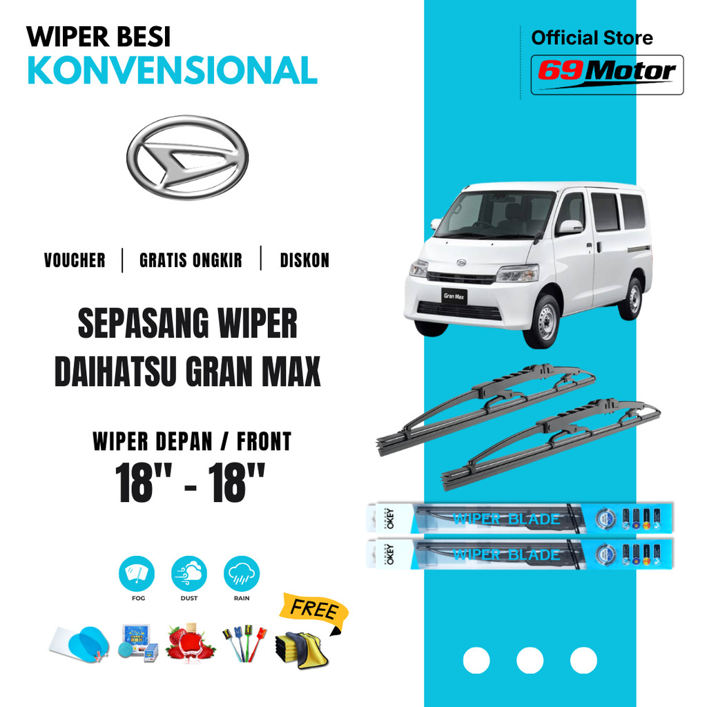 Wiper Daihatsu Grand Max Konvensional Kaca Depan Mobil Free 5 Bonus