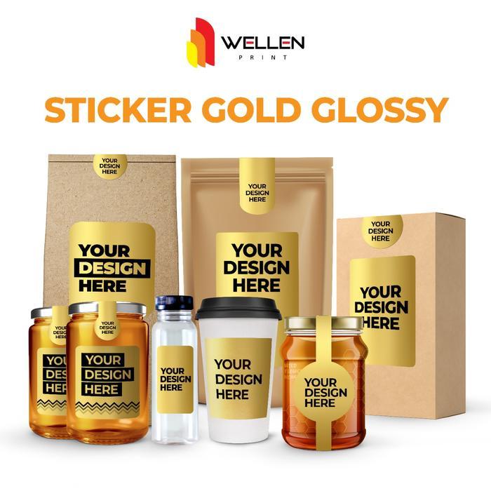 WELLEN PRINT - Cetak Sticker Label Gold / Stiker Emas / Print Custom Lebel Makanan A3