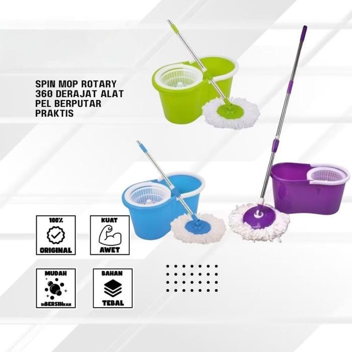 MAGIC MOP STAINLESS Alat Pel Pembersih Lantai Magic Mop Spin Mop Rotary 360 Alat Pel Putar Stainless