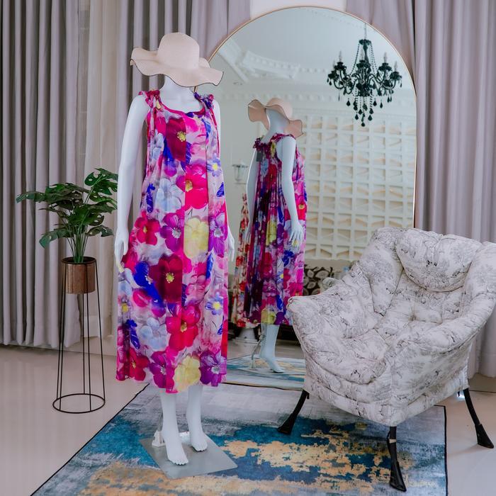 Yukensi LD 125cm Lengan Serut Karet Smoke daster panjang