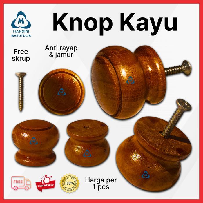 KnopKnobKayuBulat-TarikanLaci-HandlePintuLemari-Gaganglaci-PeganganLokerKayu