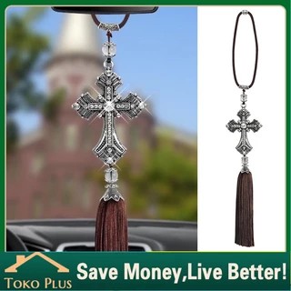 Gantungan Salib Mobil Kristen Car Pendant Christ Cross Hanger Silver Car Crystal Cross Pendant Gantu