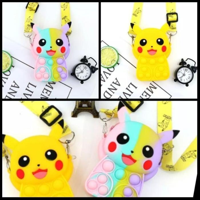Tas Selempang Pop It Mini Rubber Motif Unicorn Oval Anak Pop It Rainbow Tas Selempang Co