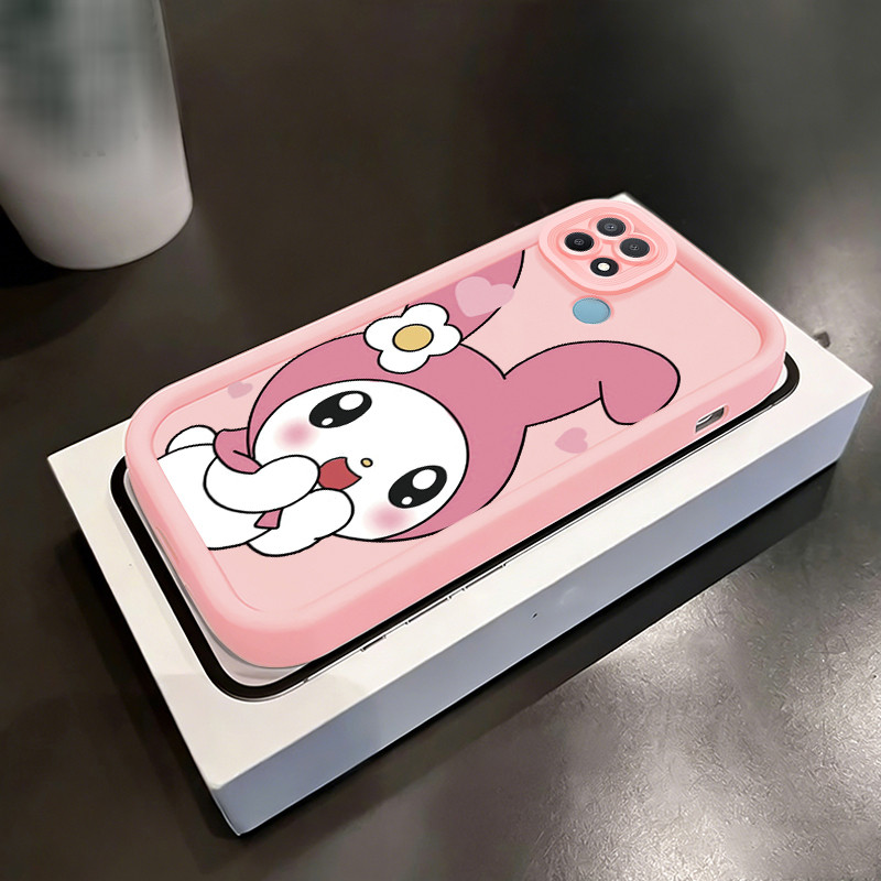 Casing Hp untuk OPPO A15 A15s A35 4G Case Kelinci berbunga warna pink Kasing Silicone lentur di bagi