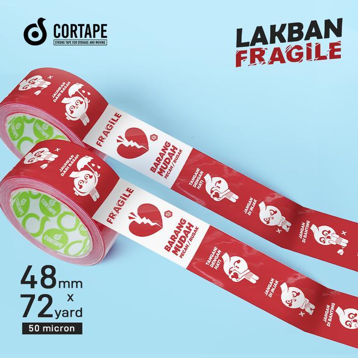 "New" LAKBAN RED FRAGILE MASCOT ISOLASI - SELOTIP MERAH KARAKTER LUCU