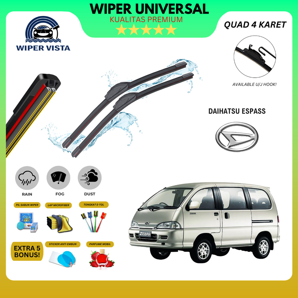 Wiper Daihatsu Espass Quad Kaca Depan Mobil Free 5 Bonus