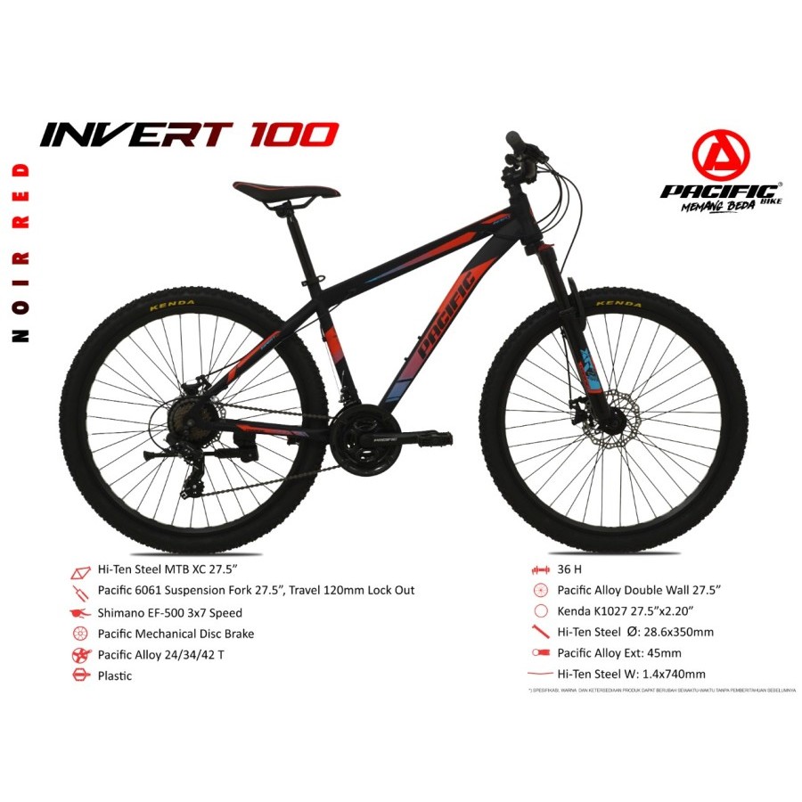 Sepeda Gunung MTB 27.5 Inch Pacific Invert New 100 VT Steel