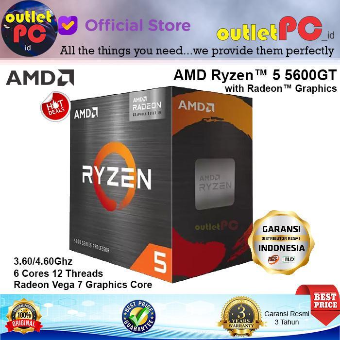 AMD Ryzen 5 5600GT 6 Cores 12 Threads Cezanne with Radeon Vega 7 Graphics AM4 5600 GT 5600-GT