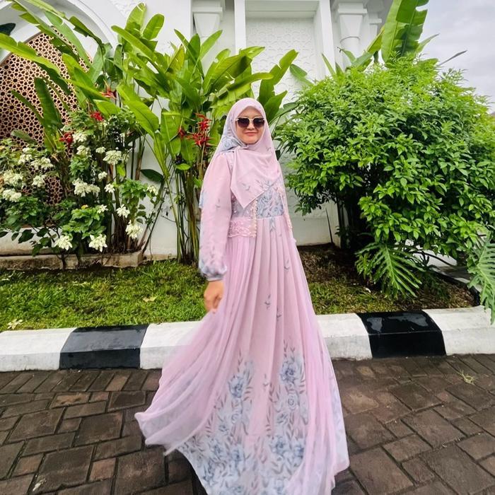 PREMIUM OutfitbyMeta Alika dress ceruti babydoll printing gamis lebaran free hijab