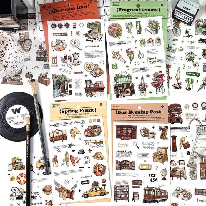 Sticker Laptop Aesthetic London Style 03 2 Lembar/ Pack Journal DIY