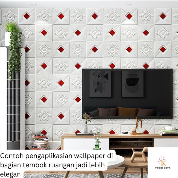 Wallpaper Dinding 3D Foam 70x70cm Motif Batik Wallfoam Brick Wallpaper atap plafon