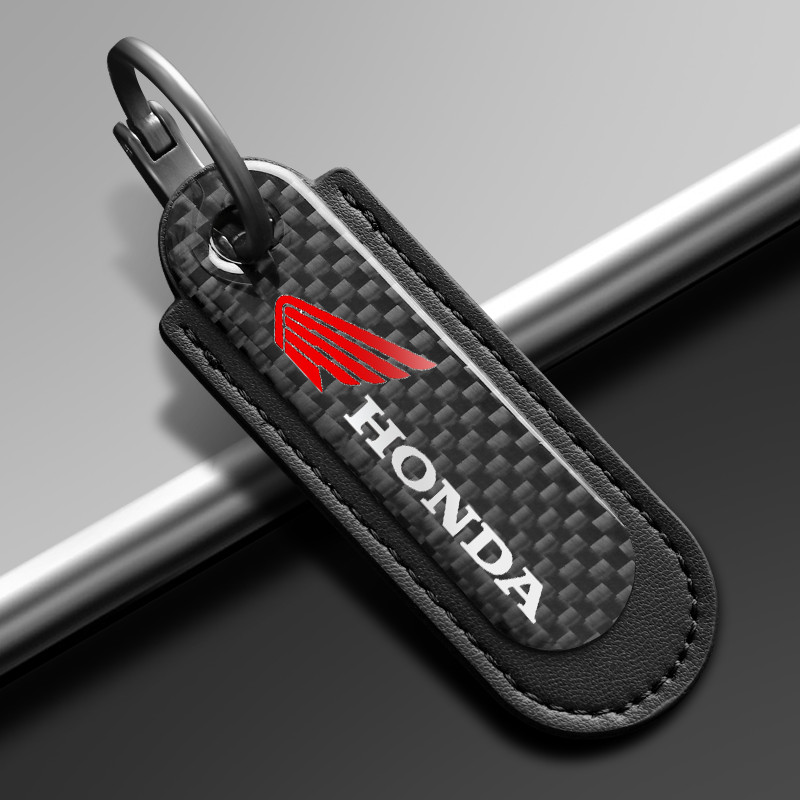 Carbon Fiber Texture Leather Motorcycle Key Chain Ring Keyring For Honda CB400CB650FCBF CBR25ORR CRF