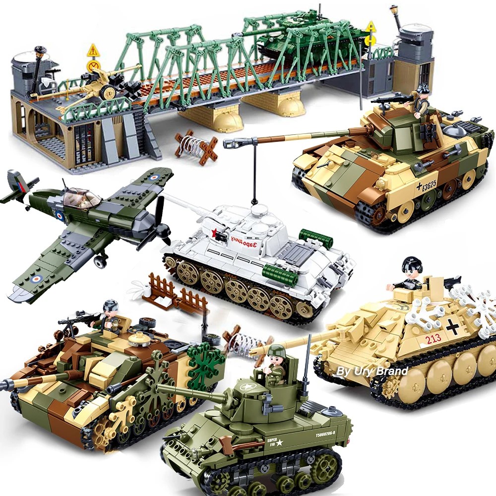 Sluban WW2 Military Plane City Warplane Fighting Airplane Vehicle Tank Sets Model Building Blocks