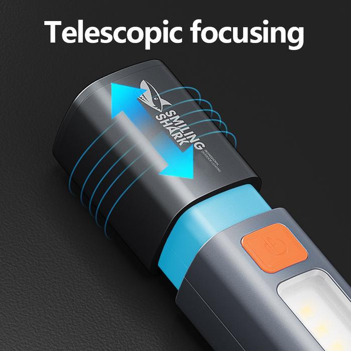 "New" Senter Smiling Shark SD1023 SmilingShark SD 1023 Senter LED Camping light with Hook Zoomable