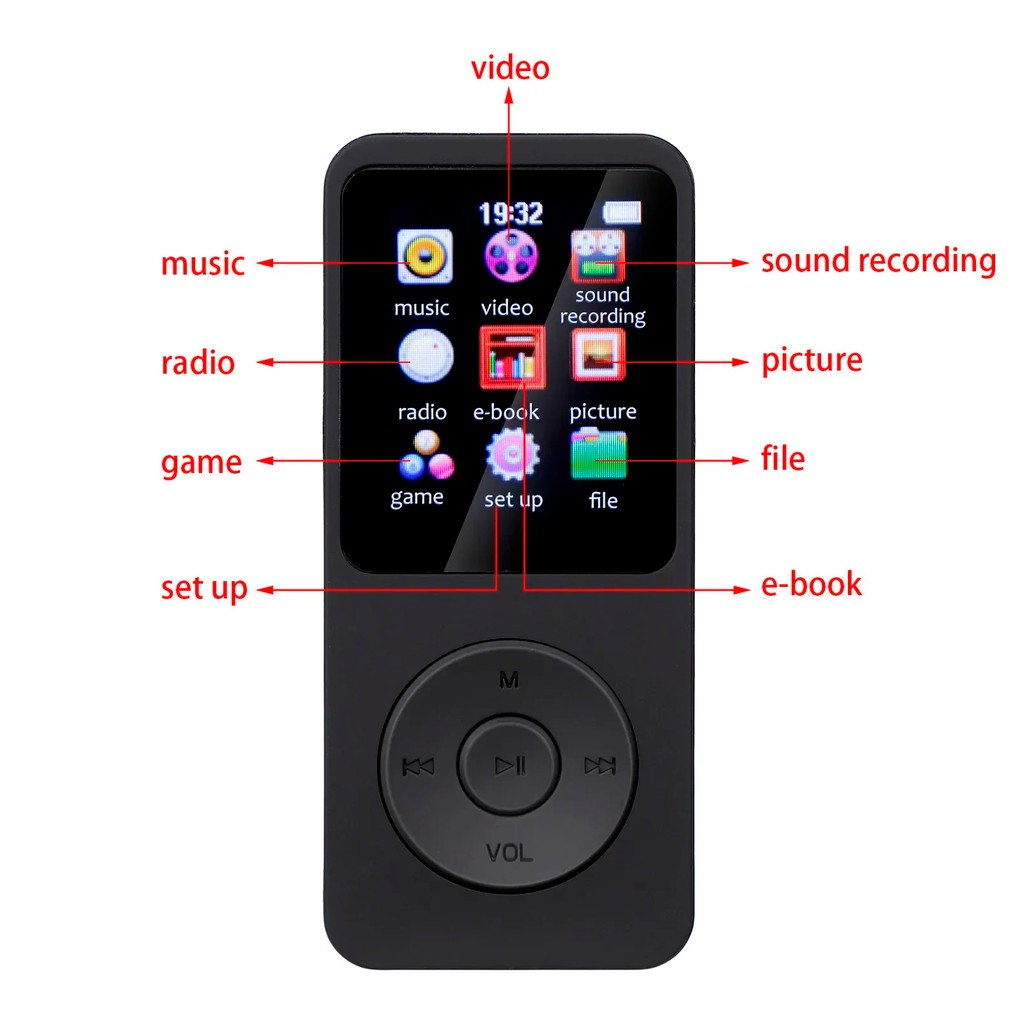 MP3 Player Bluetooth Mini Color Screen E-book Sports MP3 MP4 FM Radio Walkman Music Player Suitable
