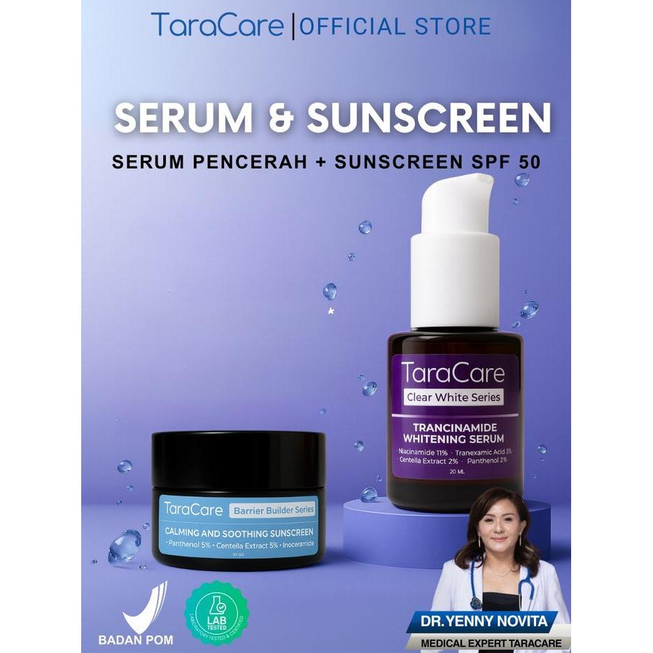 Taracare Paket Serum + Sunscreen Spf50 Pencerah Wajah + Perlindungan Flek Hitam