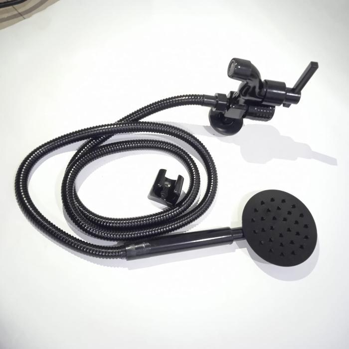 Toto - Paket Hand Shower Kotak & Bulat Stainless Sus 304 Hitam Handshower Mandi Set Semprotan Sower