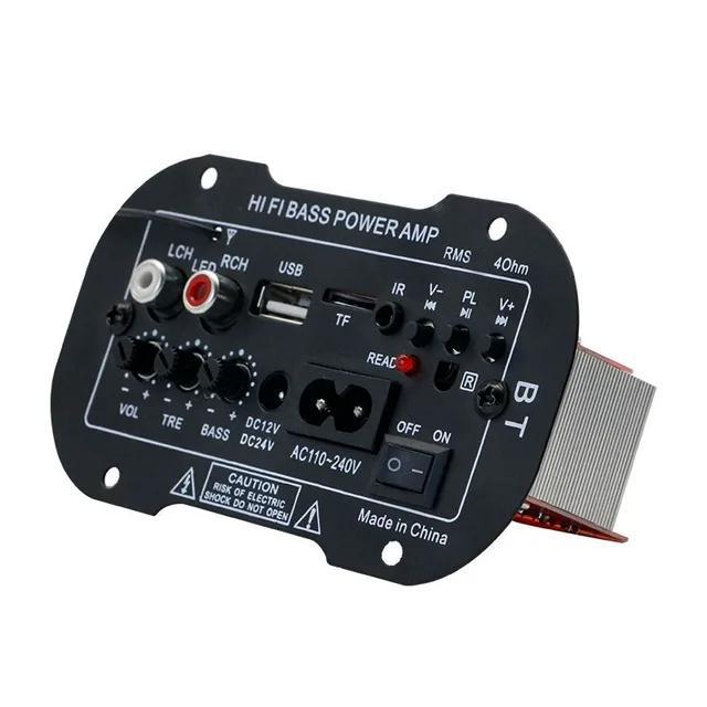 "New" DC 12V 24V AC 220V Amplifier Ampli Mini Board Audio Bluetooth USB FM Radio TF Player Subwoofer