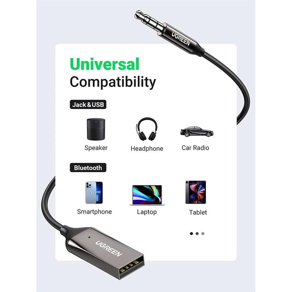 Ugreen Car Bluetooth Audio Receiver Aux 3.5Mm Wireless Audio Receiver