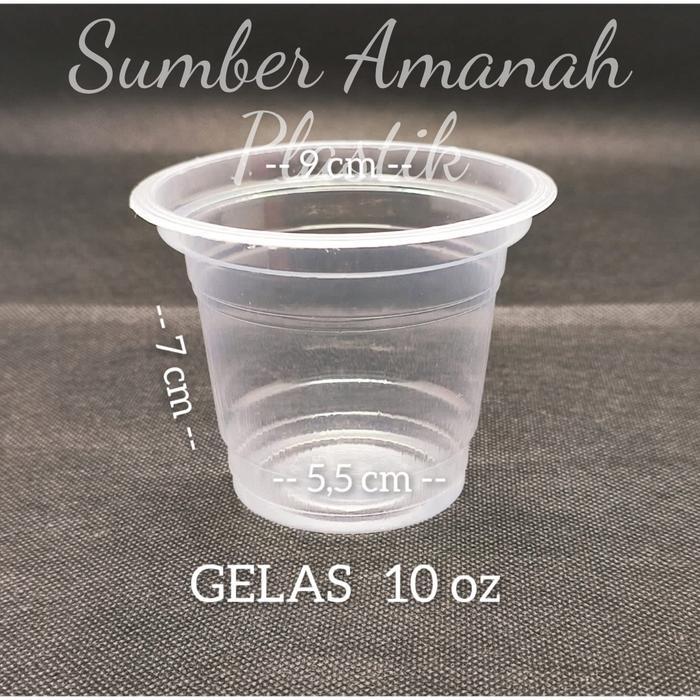 Gelas Plastik Bening 10oz Isi 50pcs Cup Plastik Minuman 10 oz kap buat