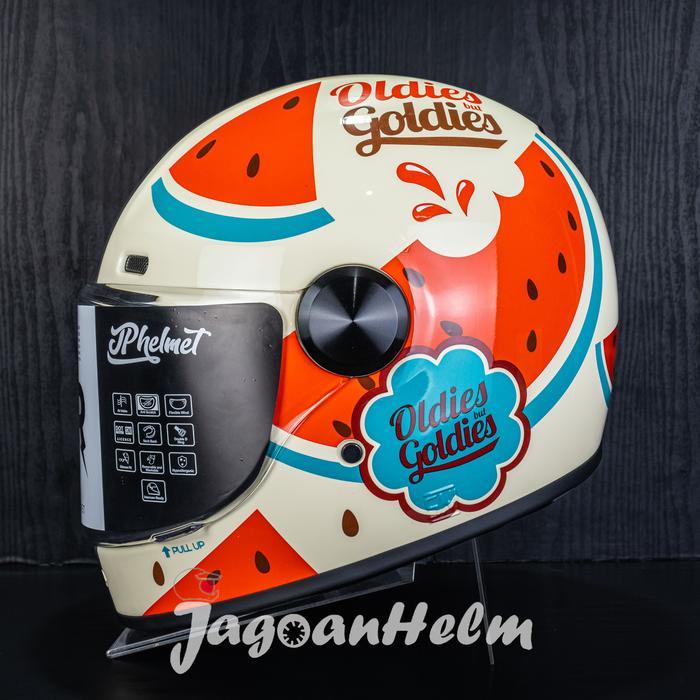 JPX HELM JP ROKR RK 04 WHITE CREAM RETRO CLASSIC