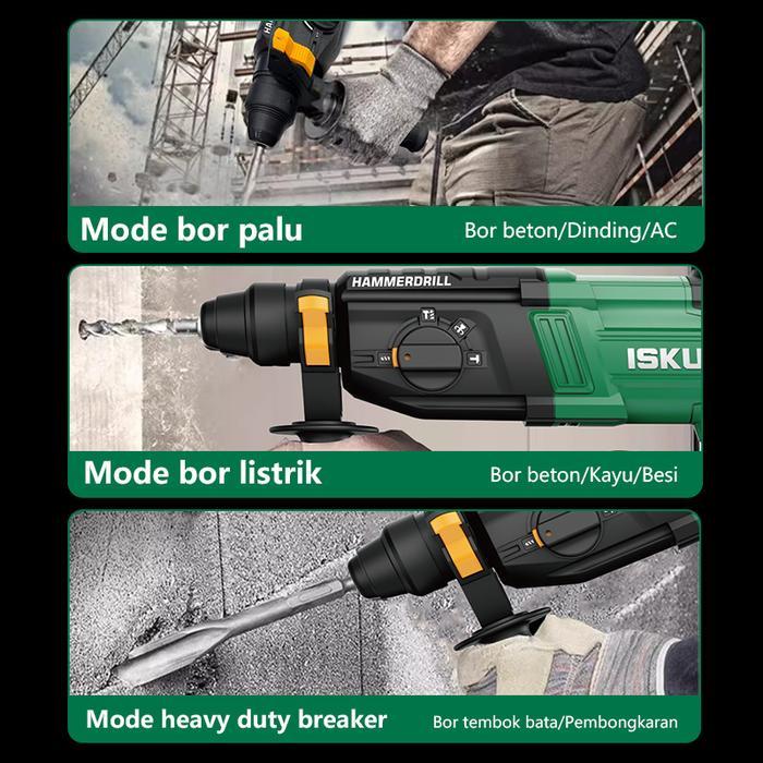 Krisbow Modern - Isku Hammer Drill Set Bor Drill Bor Beton Drill Mesin Bor Tembok Mesin Bobok Beton