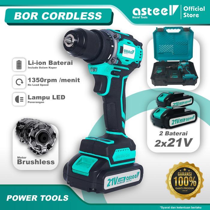 Krisbow Modern - Mesin Bor Cordless Drill Asteel Multifungsi Dengan Kecepatan Variabel Dan Torsi