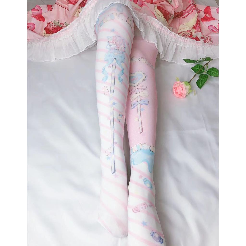 Lolita Pantyhose Lolita Lolita Soft Girl Printed Socks Fake Mother Cos Stockings