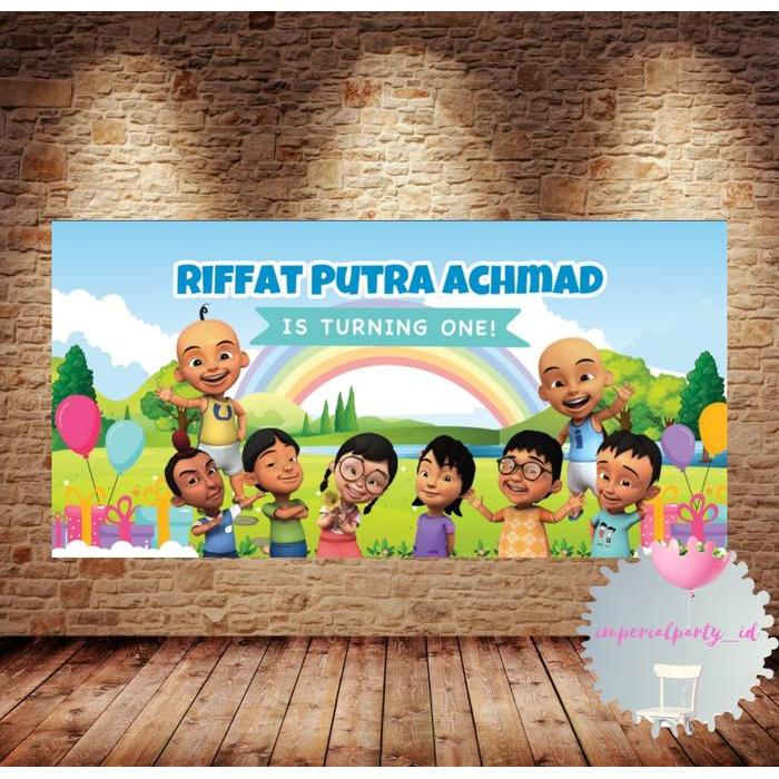 Custom Backdrop Banner Spanduk Happy Birthday Upin Ipin Kawan