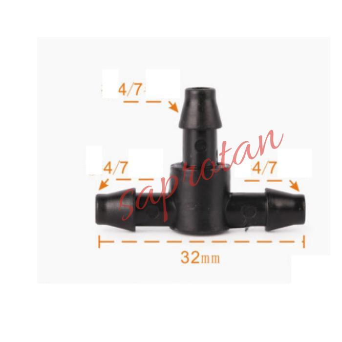 Sambungan T 10pcs Konektor tee Selang Irigasi hidroponik 4/7 60CC