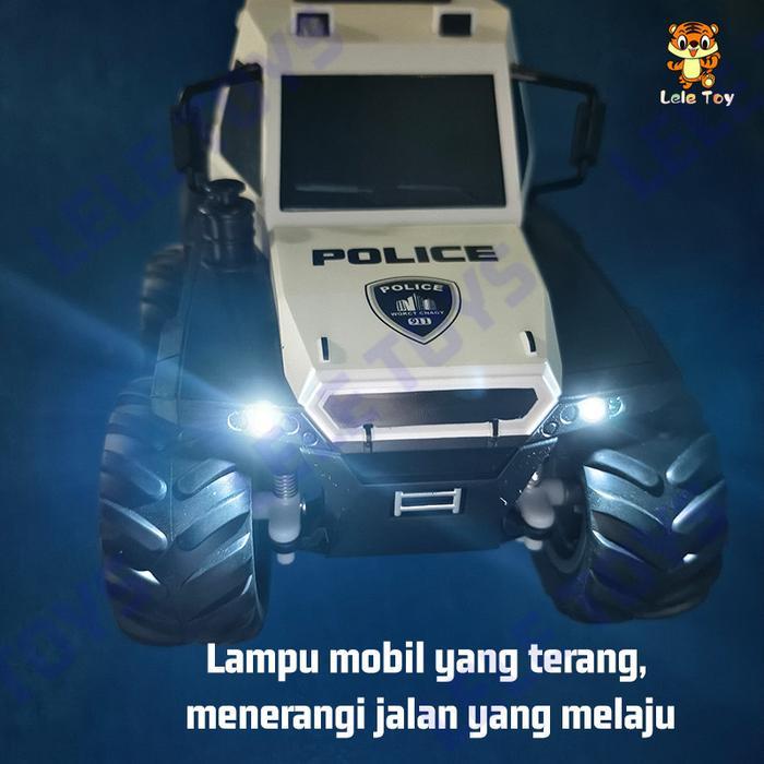 LeLe Toy 40MHz Mocha Off-road Mobil Polisi 8 Roda Remote Control Kendaraan Lapis Baja Dengan Lampu