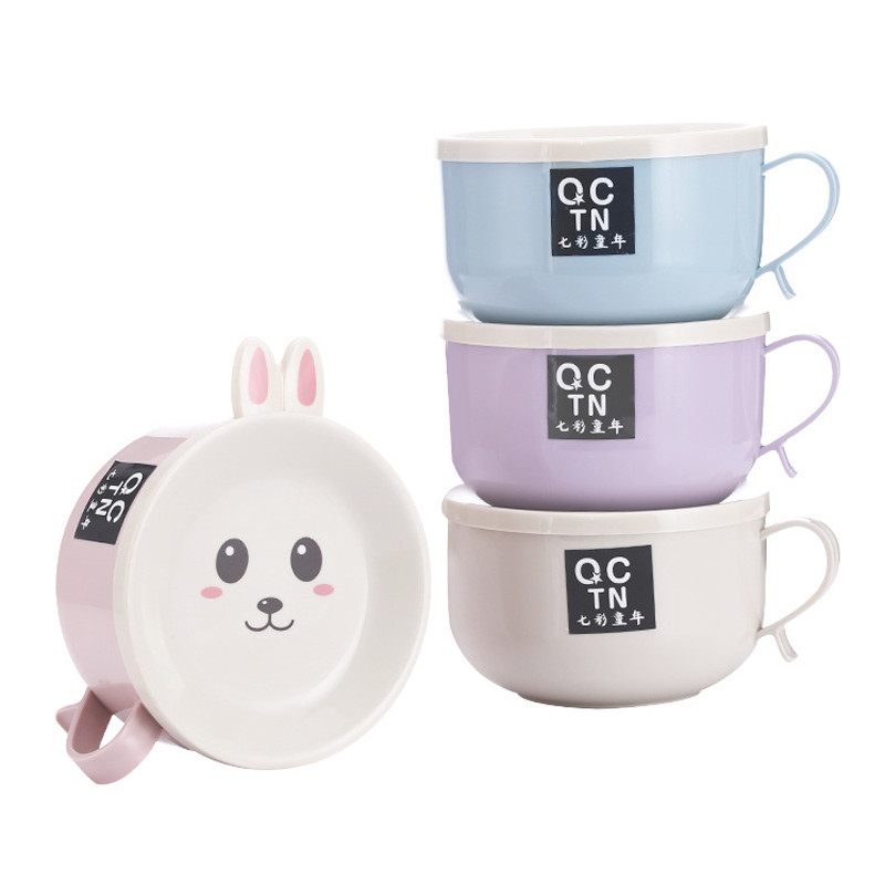 Mangkuk Mie Ramen Dua Lapis Baja Tahan Karat Korea Mangkuk Mie Instan Antipanas Mangkuk Mie Instan K