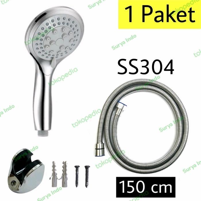 Juana - Shower Mandi Set 6 Mode 150 Cm Shower Tangan Hand Shower Paket Sus304