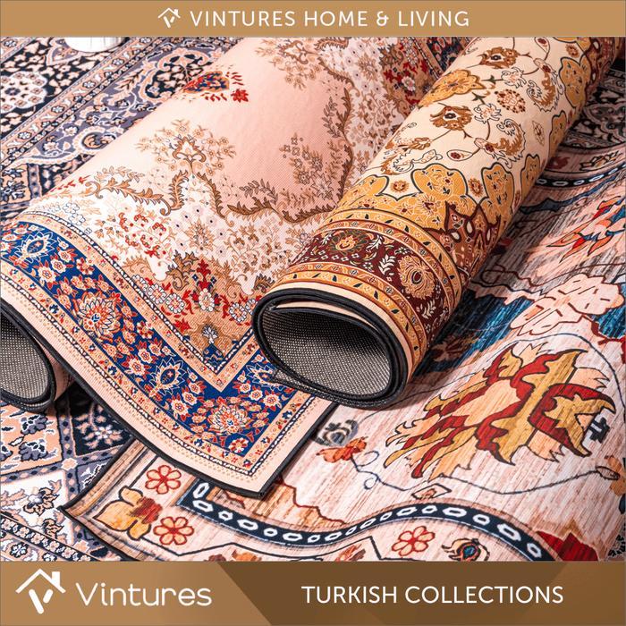 [150 x 100 CM] Karpet Lantai Turki Premium / Karpet Permadani / Karpet Poliester / Karpet Vintures