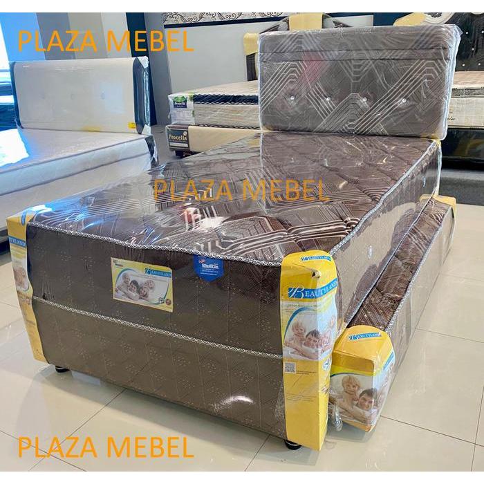 SET 2in1 Twin American Cream Spring Bed Beautyland 120x200 MURAH - SET 100x200