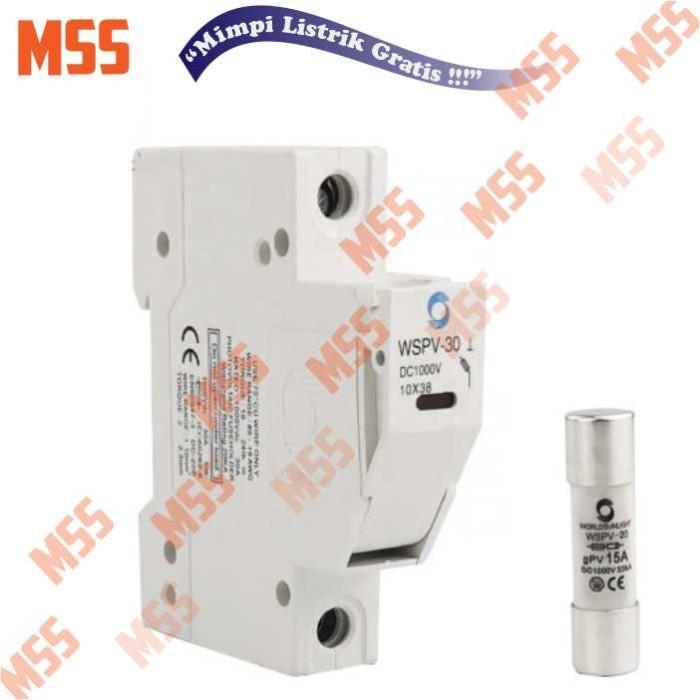 PROMO DC Fuse Holder 1000V & Fuse DC 15A Sekring Solar Panel WORLDSUN