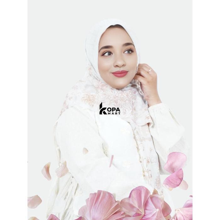 TERLARIS Kopamart - Hakaera Hijab Segi Empat Khadijah Kerudung Printing Premium Digital Krem