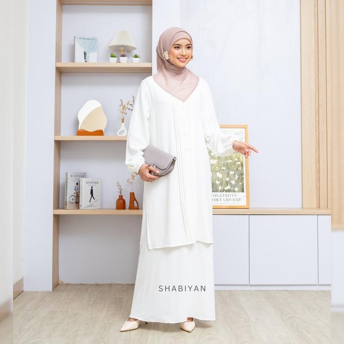 SHABIYAN-613 Gamis Wanita Dress Putih Muslimah Inner Outer Formal Daily