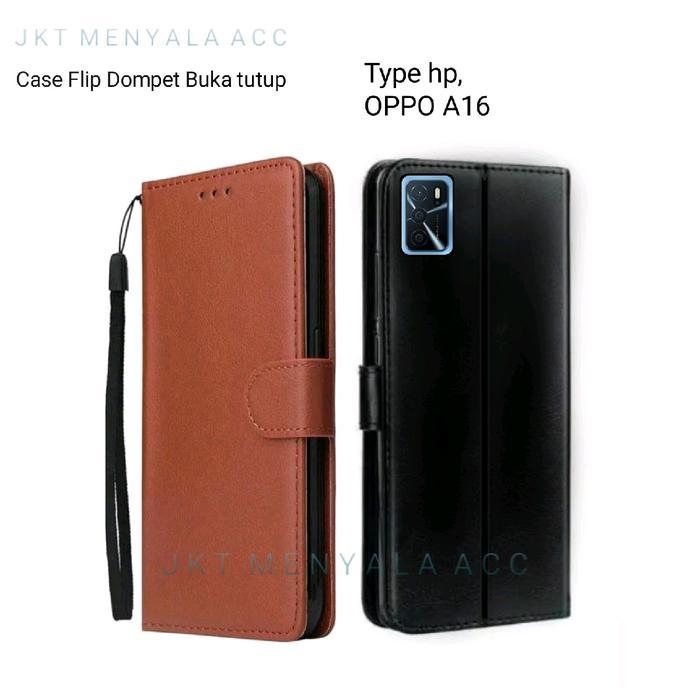 Case Untuk Oppo A16 Flip Cover Wallet Leather Casing Dompet Kulit ( Case Untuk Oppo A16 ) Slot Card