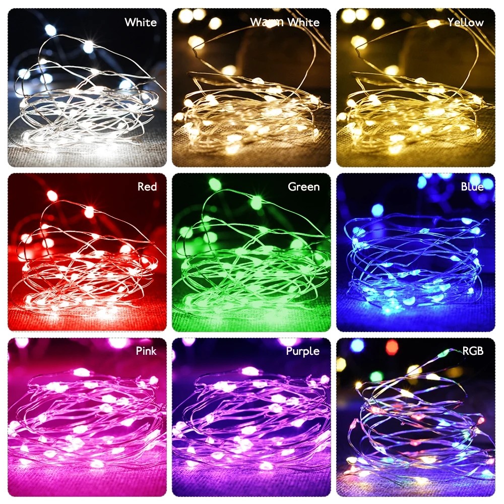 10M 5M 3M 2M Copper Wire Led Tinsel Garland Battery Powered Fairy Led String Lights For Holiday