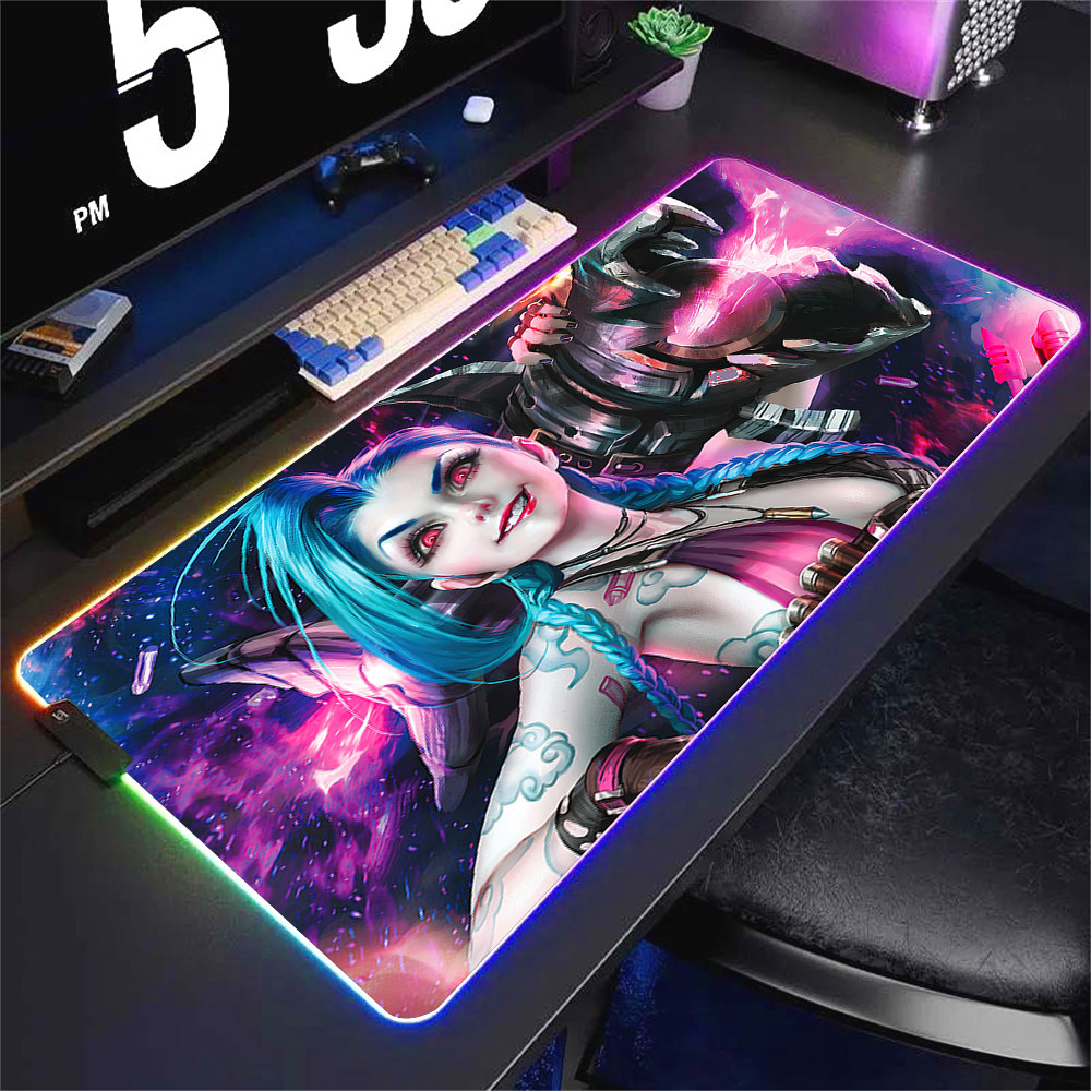 S Of Legends Jinx Mouse Pad Xxl Laptop Mat Gaming Rgb Anime Arcane Mousepad Backlit G Girl Cartoon