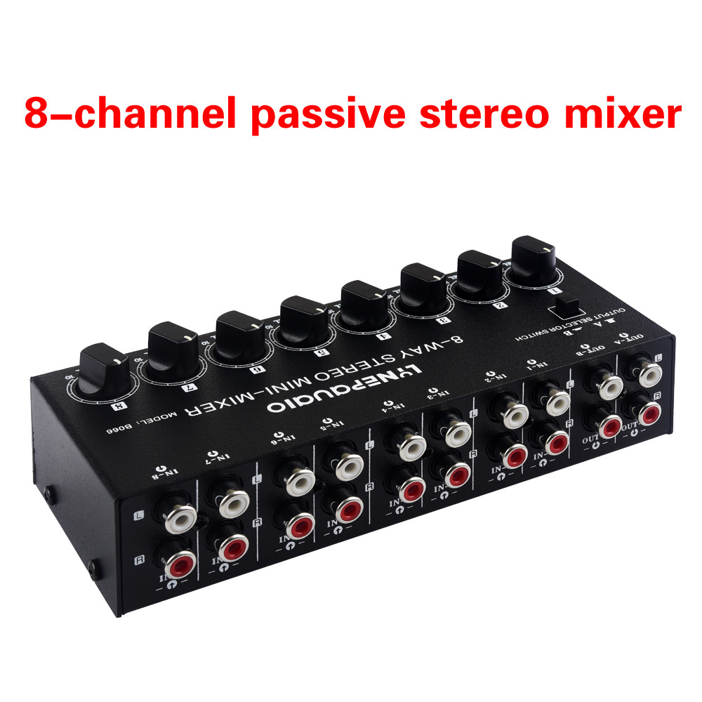 SPECIAL Mini Stereo 8-Channel Passive MixerNo Power 8-Channel Stereo Audio Mixer RCA interface KLRXS