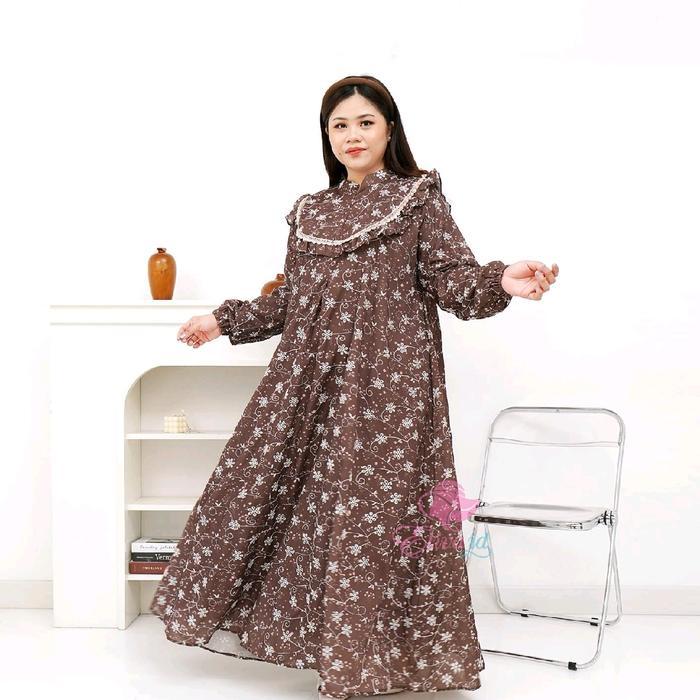 Jumbo Gamis Abaya Seya katun bolong bordir katbol ld 130 140 dan 150 cm