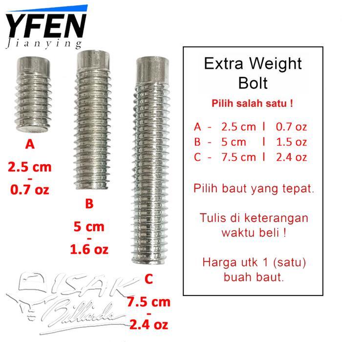 ORIGINAL YFEN Weight Bolt- Baut Pemberat Cue Stik Billiard READY STOCK