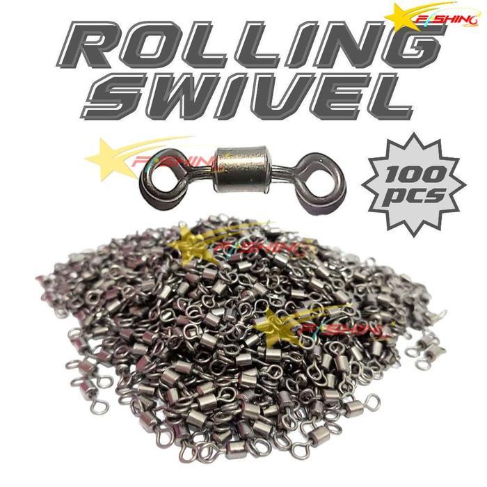 ORIGINAL Fishing Rolling Swivel 100 pcs Snap Stainless Steel Kili-Kili Alat Pancing Custom Lure