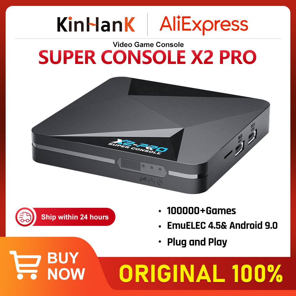 KINHANK Super Console X2 Pro Game Box Retro Video Game Console TV Box 100000 Video Games for SS/MAME