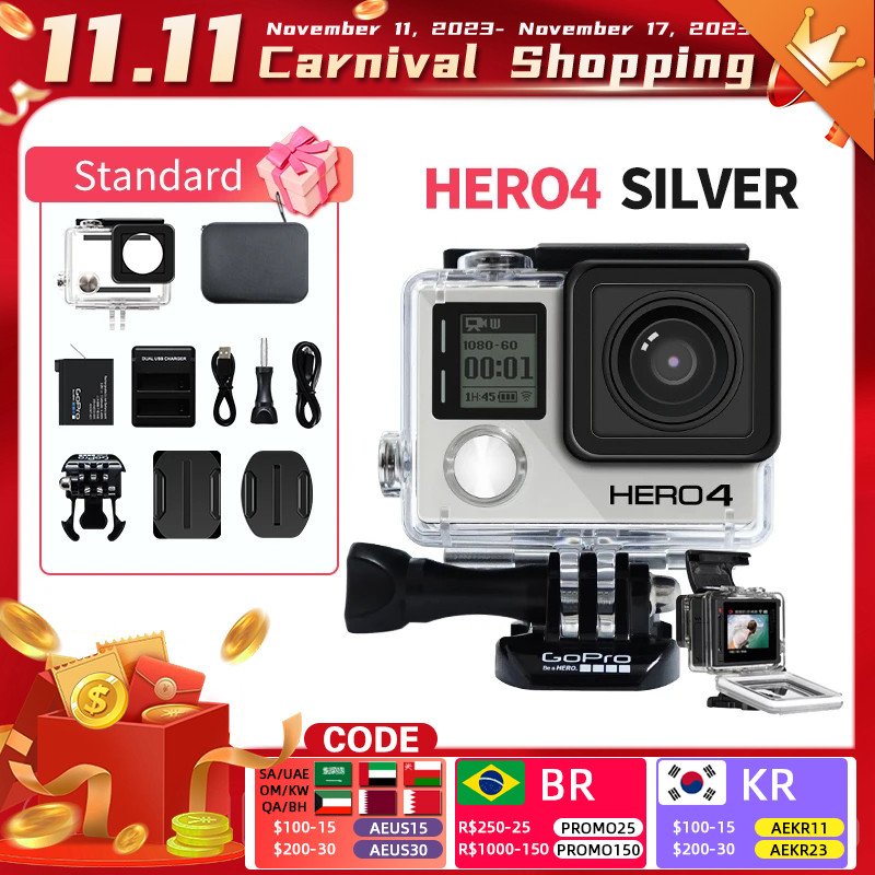 Gopro hero 4 silver 4k Ultra HD action camera WiFi  connection camera Helmet mounted outdoor camera